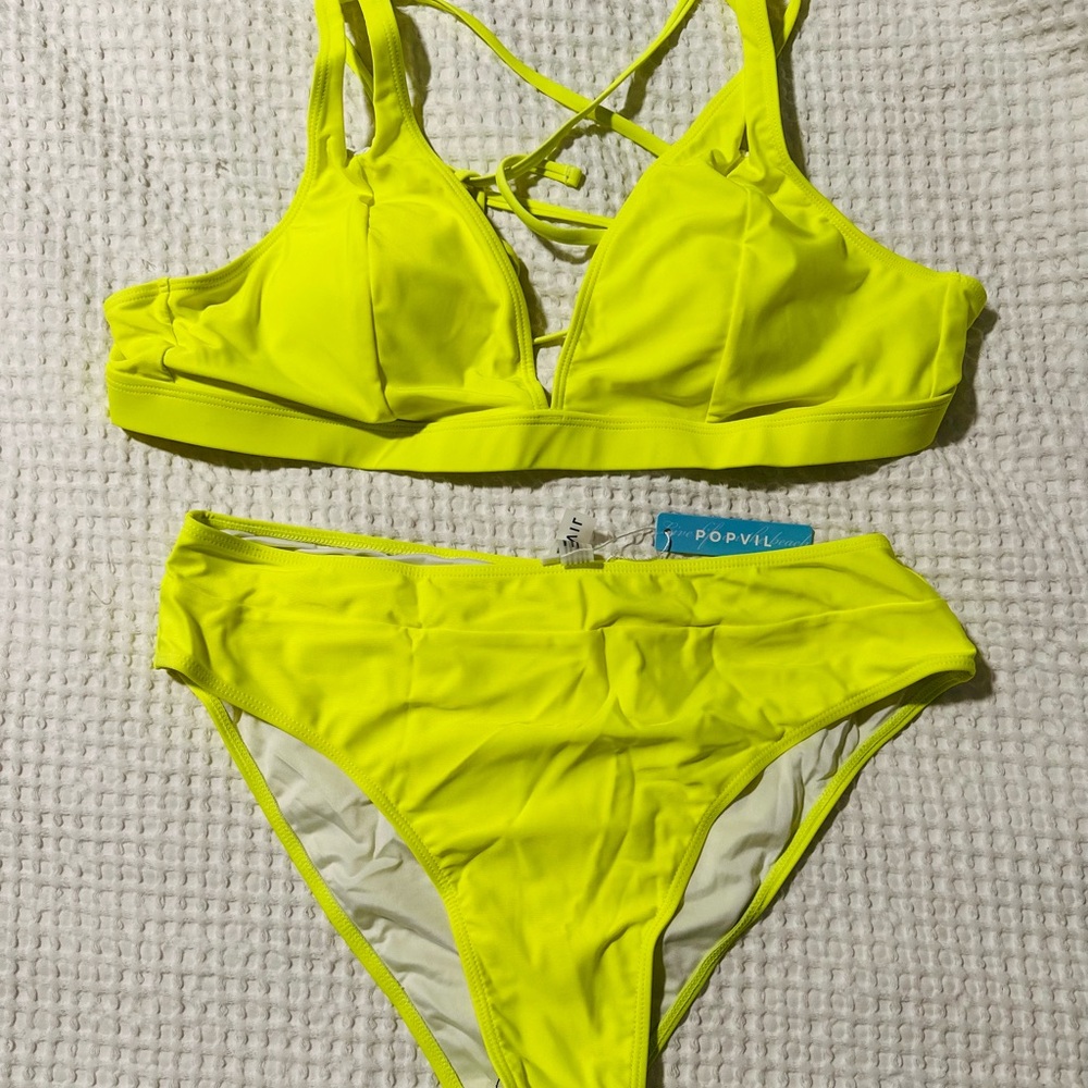 NWT Popvil neon yellow bikini set